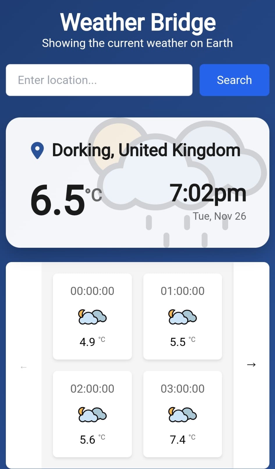 WeatherBridge API dashboard placeholder